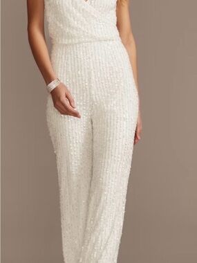 db|studio Beaded Ivory V-Neck Jumpsuit from David’s Bridal